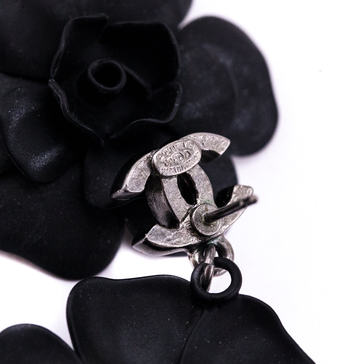 Chanel Black Camellia CC 2009 Drop Earrings - Love that Bag etc - Preowned Authentic Designer Handbags & Preloved Fashions