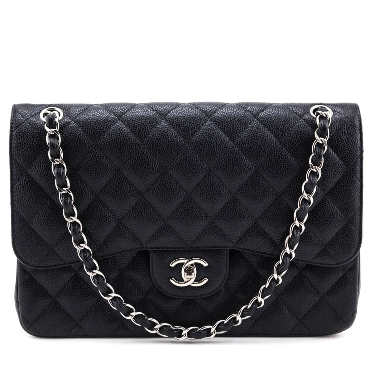 Chanel Black Caviar Jumbo Double Flap Bag - Love that Bag etc - Preowned Authentic Designer Handbags & Preloved Fashions