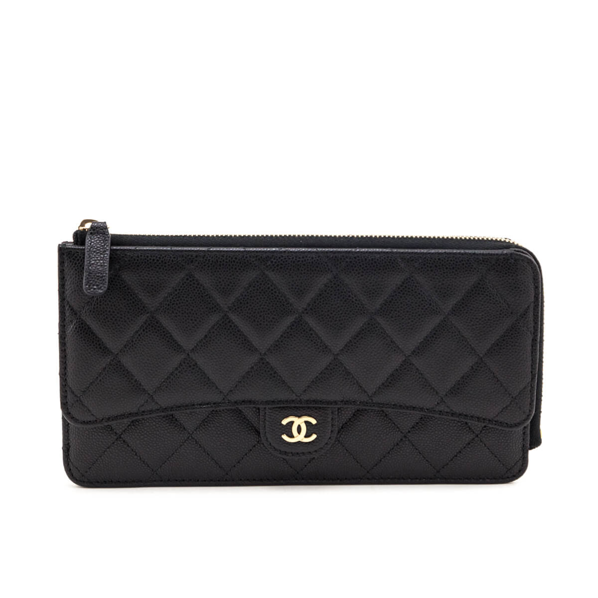 Chanel Black Caviar Quilted Flap Zip Long Wallet - Love that Bag etc - Preowned Authentic Designer Handbags & Preloved Fashions