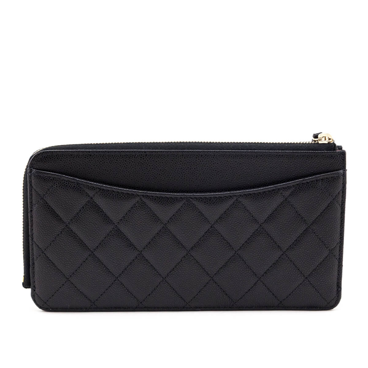 Chanel Black Caviar Quilted Flap Zip Long Wallet