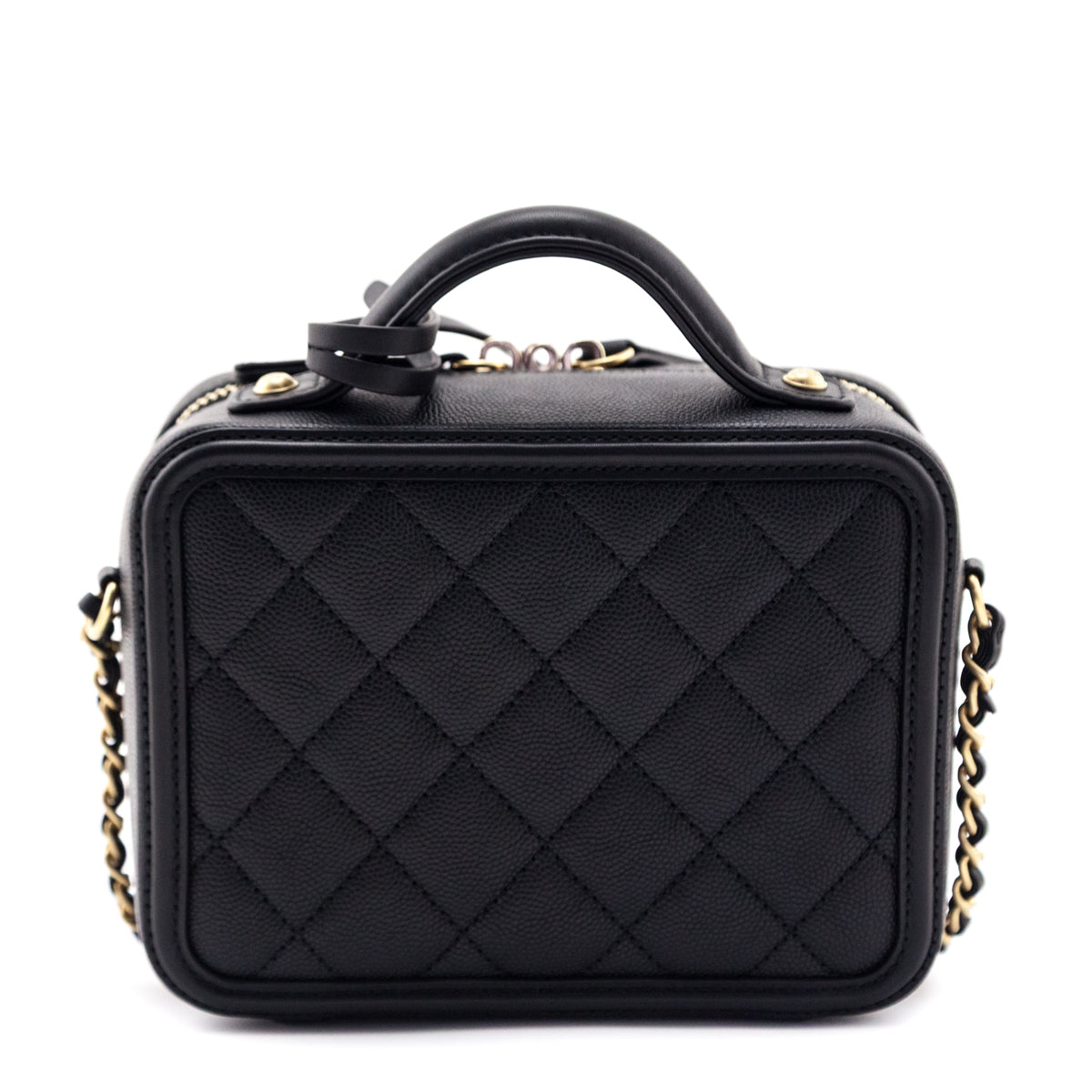 Chanel Black Caviar Quilted Medium CC Filigree Vanity Case - Love that Bag etc - Preowned Authentic Designer Handbags & Preloved Fashions