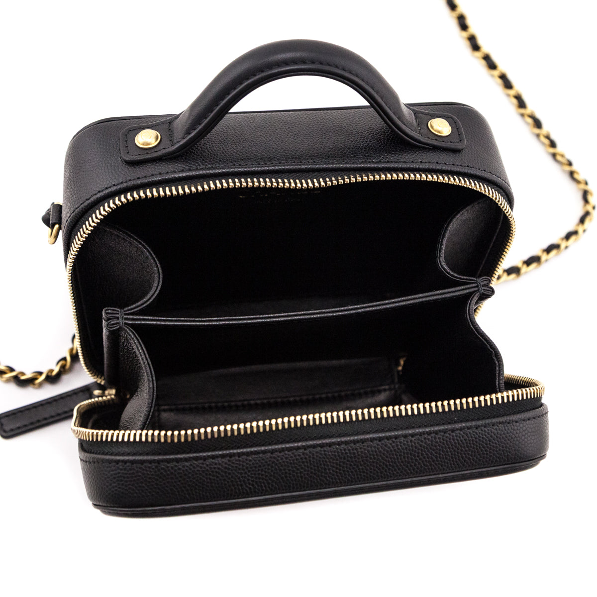 Chanel Black Caviar Quilted Medium CC Filigree Vanity Case - Love that Bag etc - Preowned Authentic Designer Handbags & Preloved Fashions