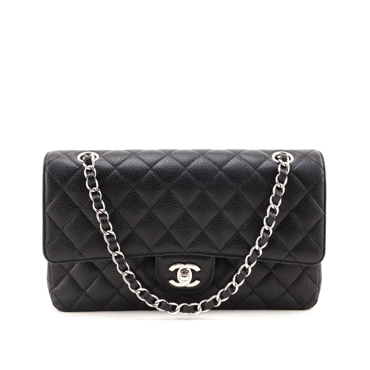 Chanel Black Caviar Quilted Medium Double Flap 2022