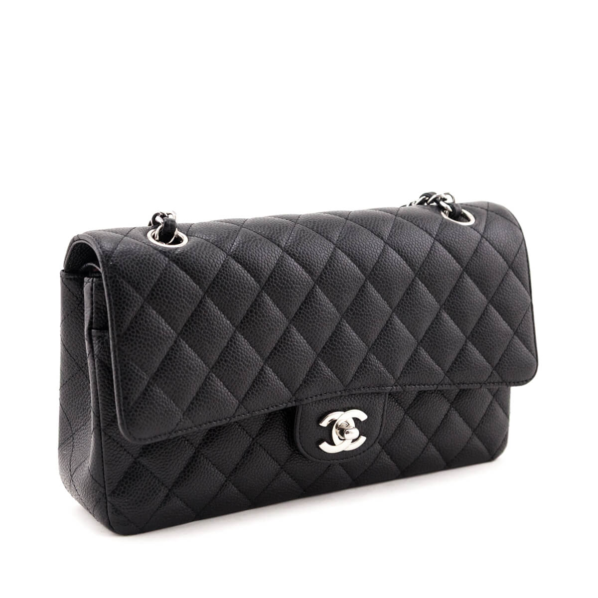 Chanel Black Caviar Quilted Medium Double Flap 2022
