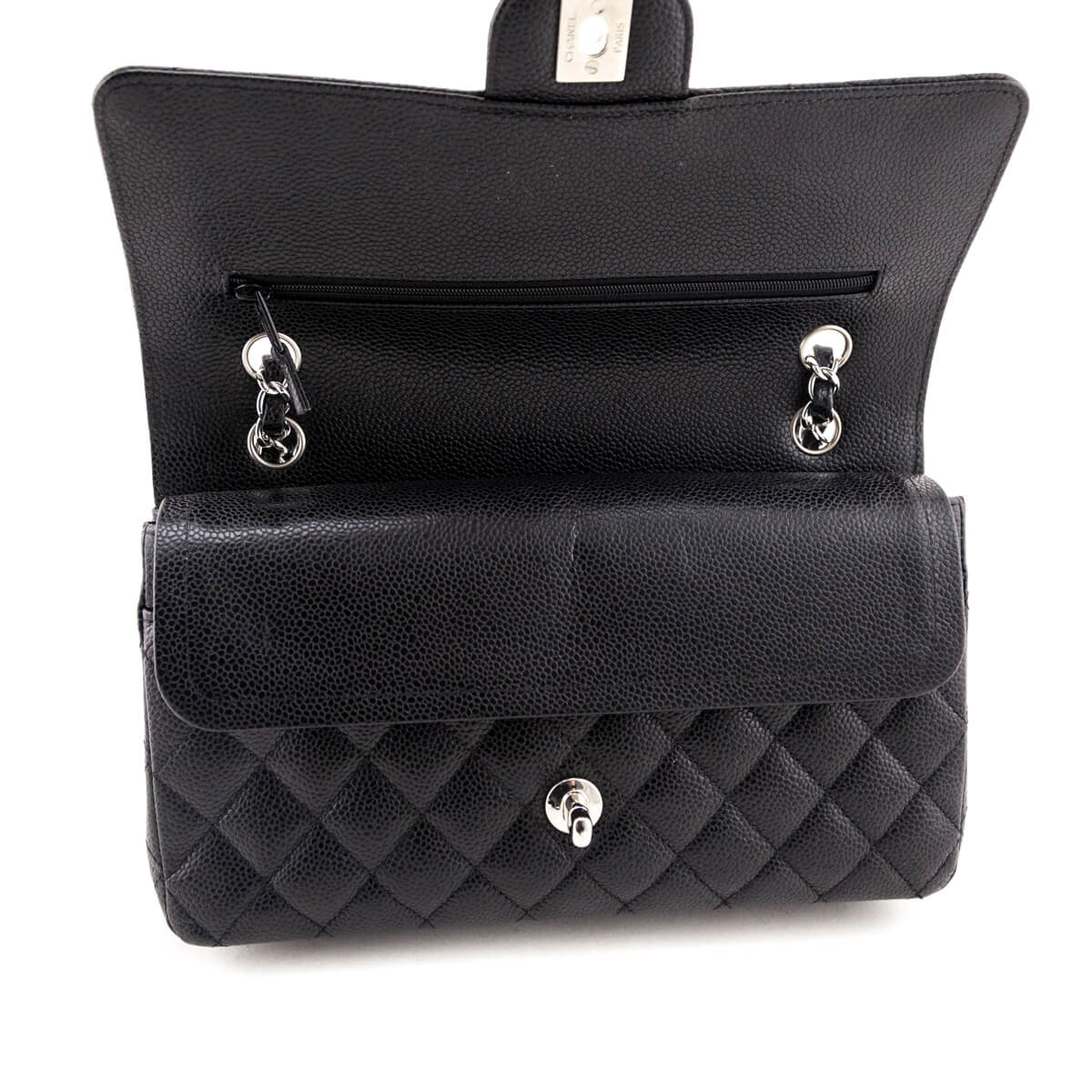 Chanel Black Caviar Quilted Medium Double Flap 2022