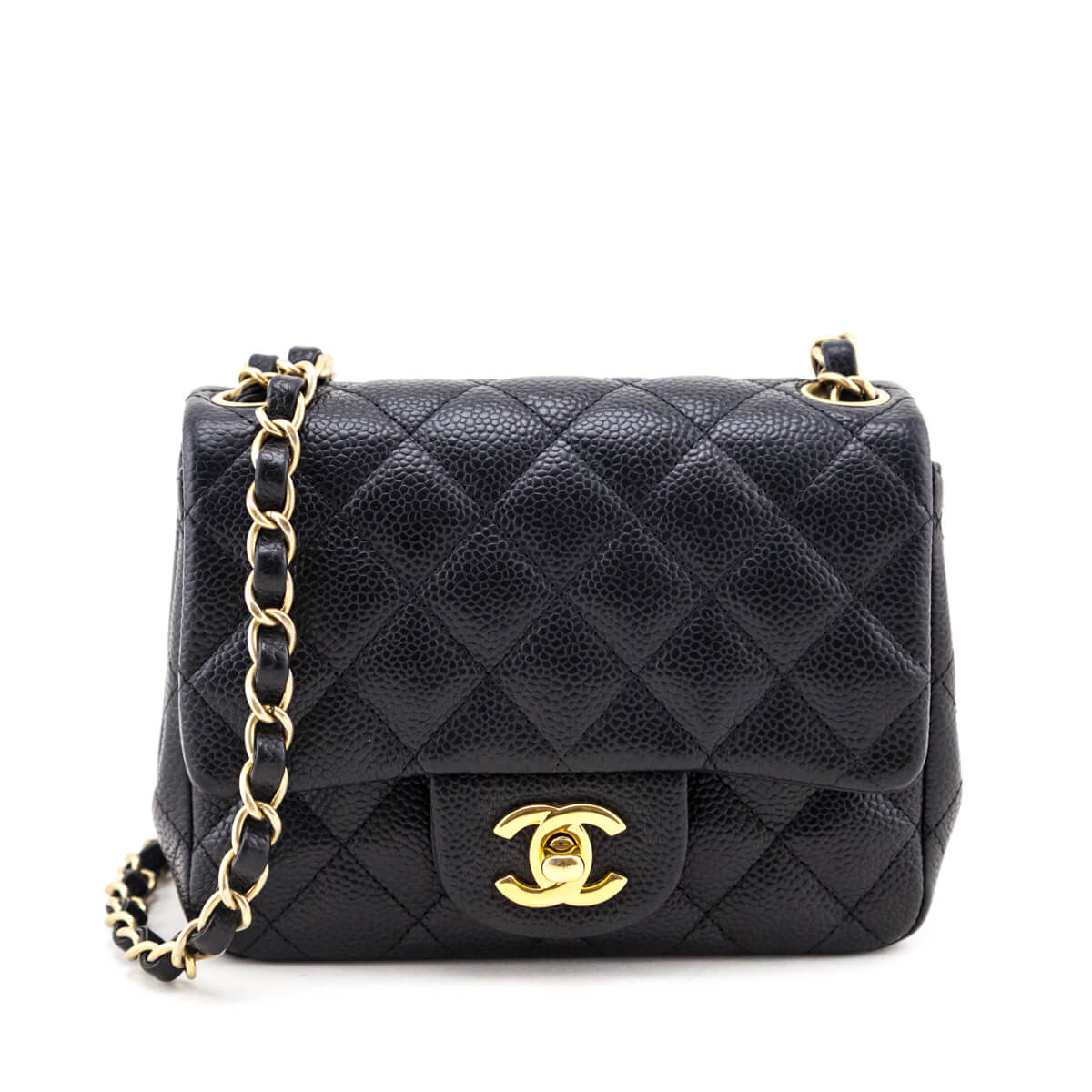 Chanel Black Caviar Quilted Mini Square Flap Bag