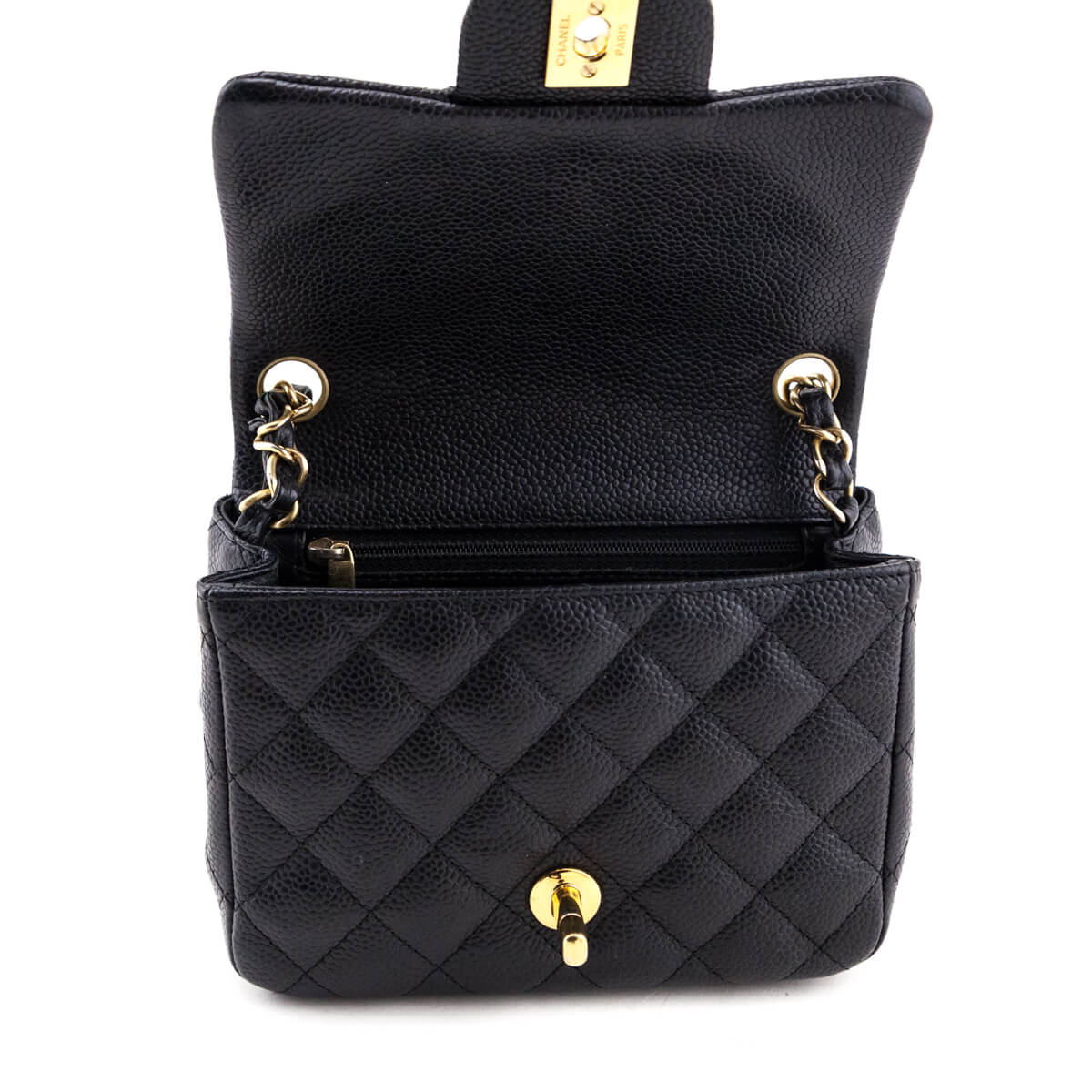 Chanel Black Caviar Quilted Mini Square Flap Bag