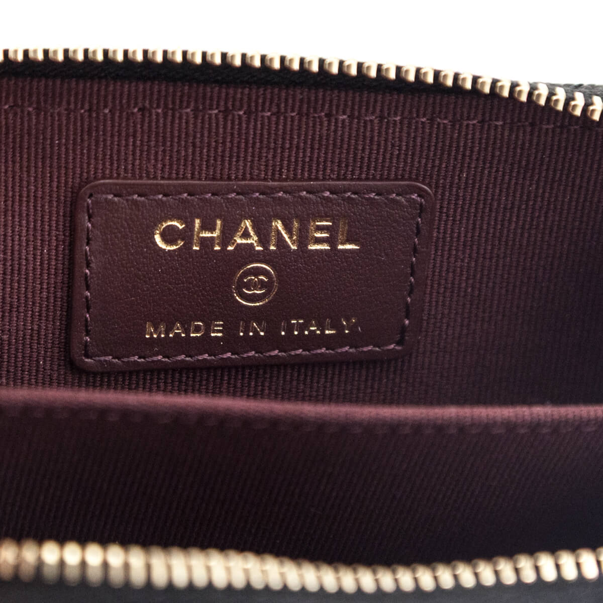 Chanel Black Caviar Quilted Zip Card Holder