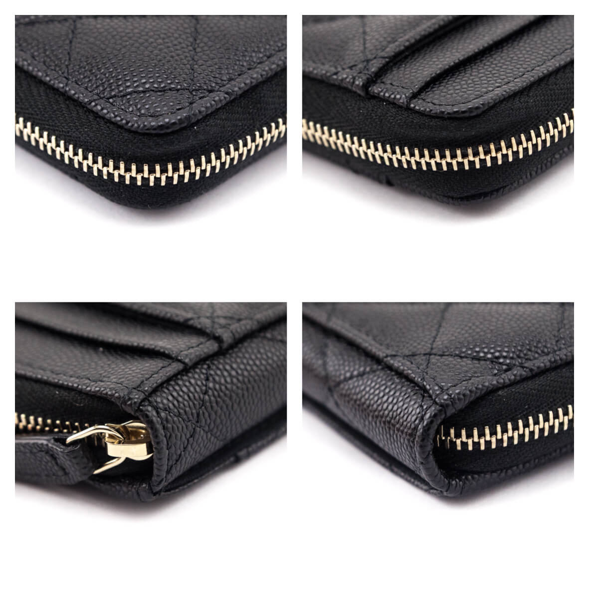 Chanel Black Caviar Quilted Zip Card Holder