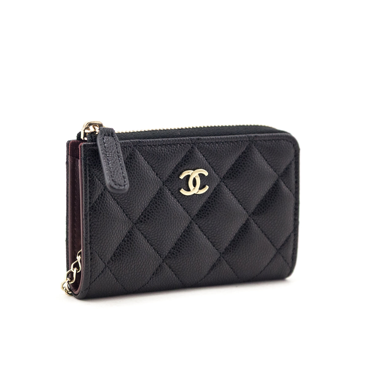 Chanel Black Caviar Quilted Zipped Key Holder Case