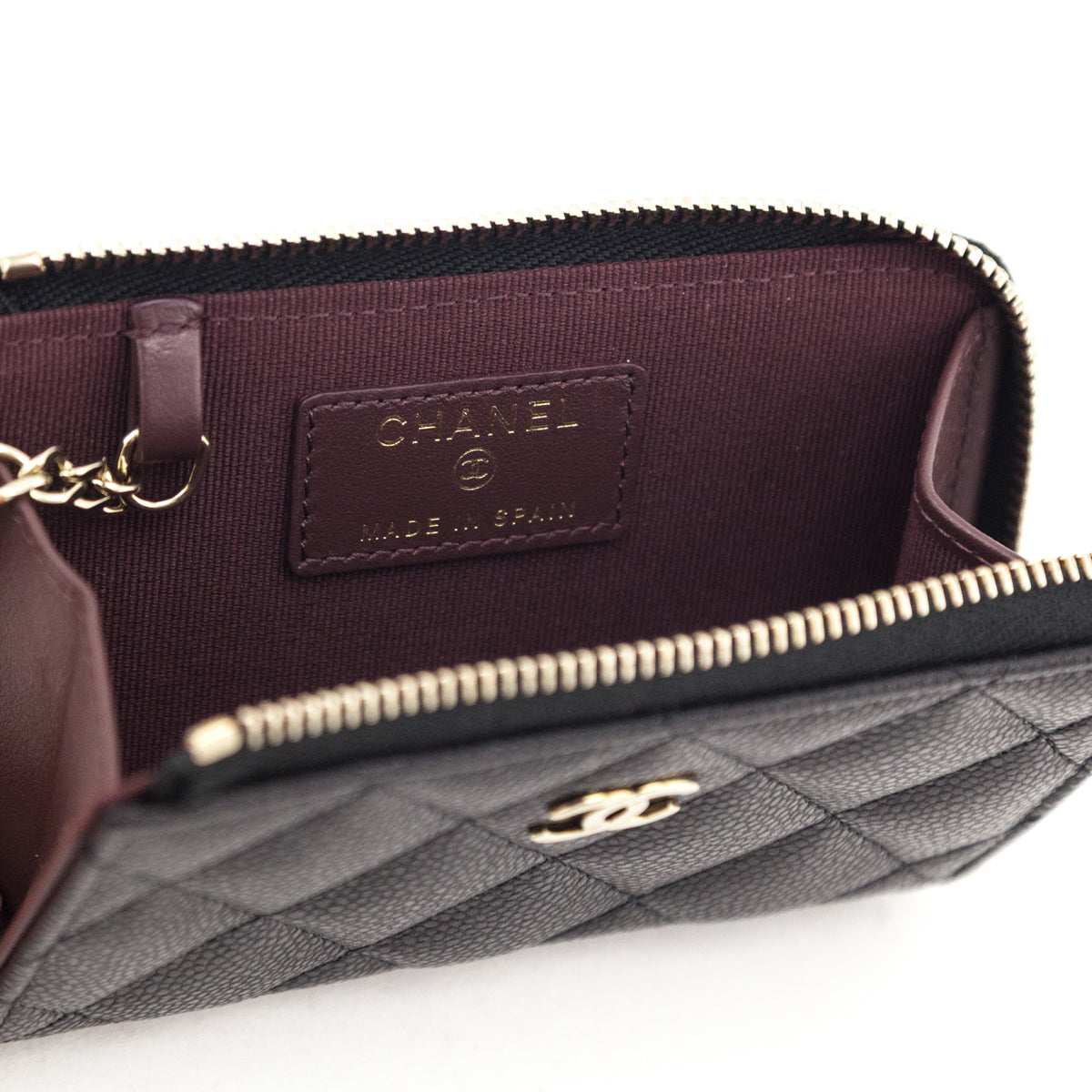 Chanel Black Caviar Quilted Zipped Key Holder Case