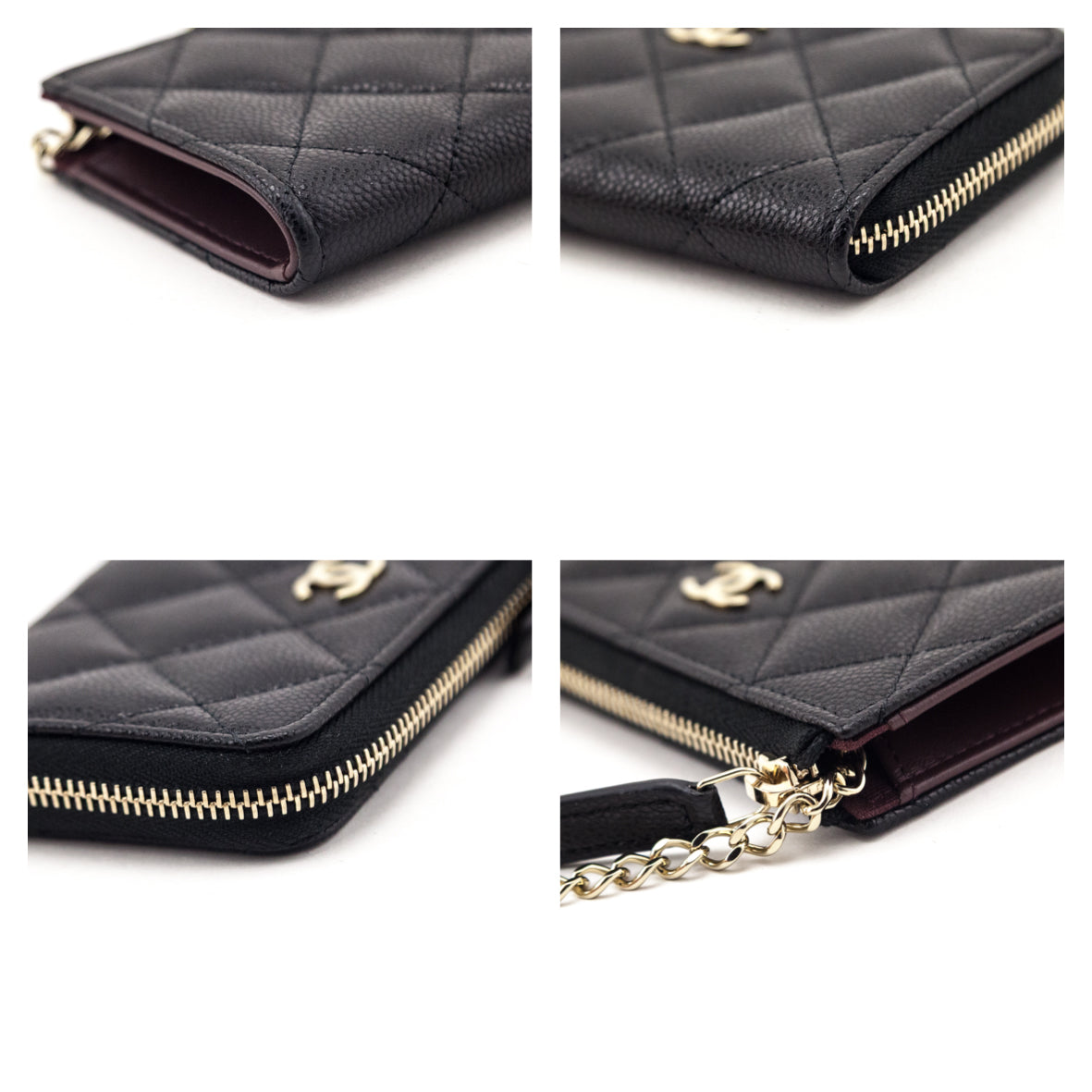 Chanel Black Caviar Quilted Zipped Key Holder Case