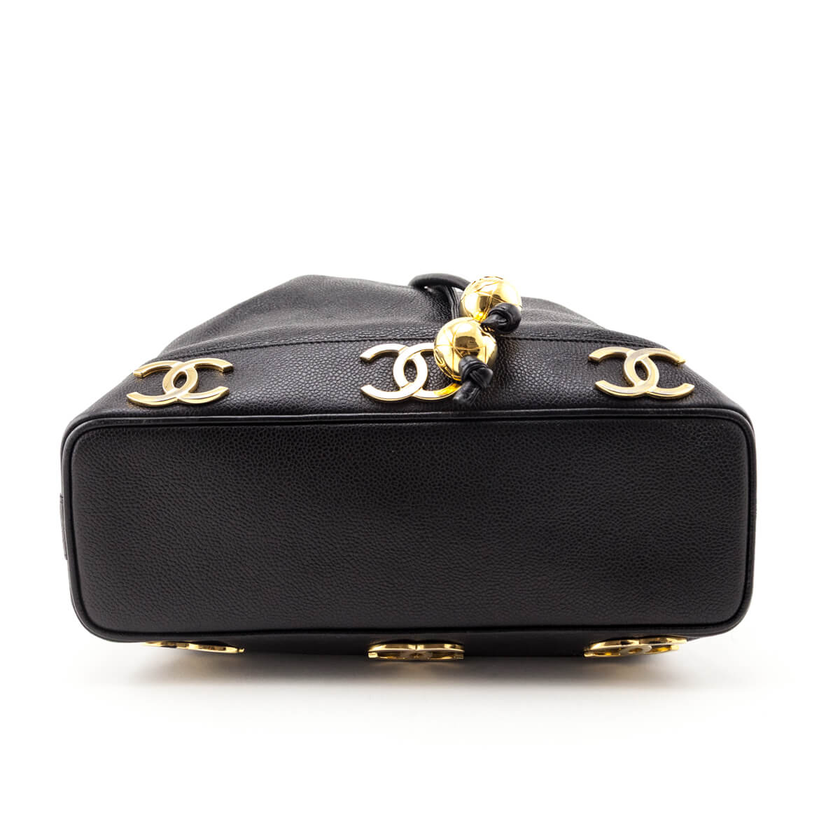 Chanel Black Caviar Vintage Triple CC Drawstring Bucket Bag