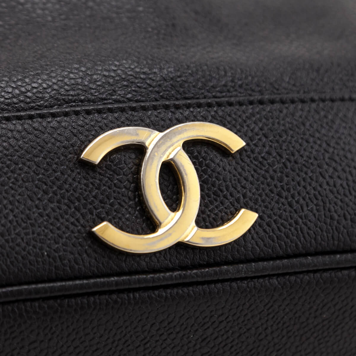 Chanel Black Caviar Vintage Triple CC Drawstring Bucket Bag