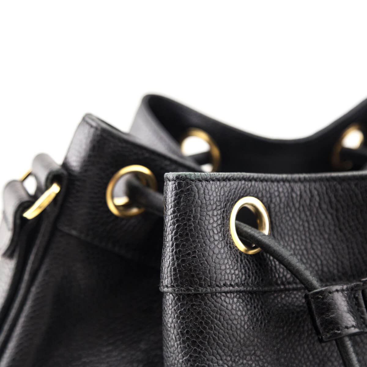 Chanel Black Caviar Vintage Triple CC Drawstring Bucket Bag