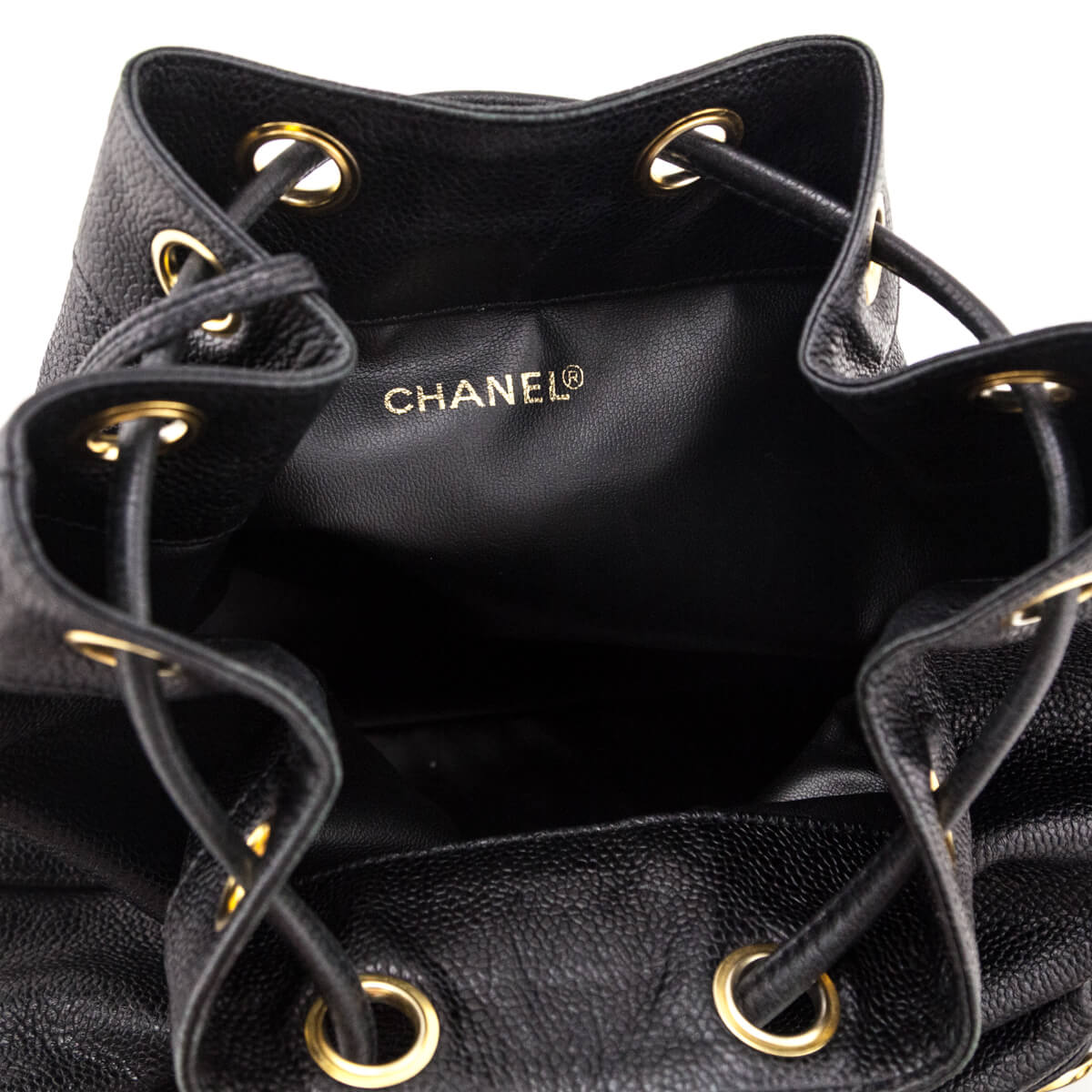 Chanel Black Caviar Vintage Triple CC Drawstring Bucket Bag