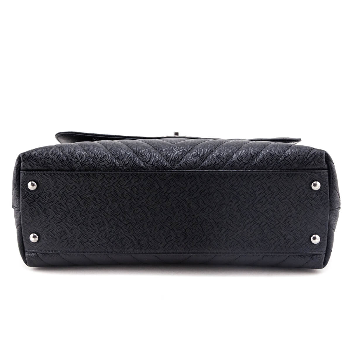 Chanel Black Caviar Chevron Medium Coco Handle Flap Bag