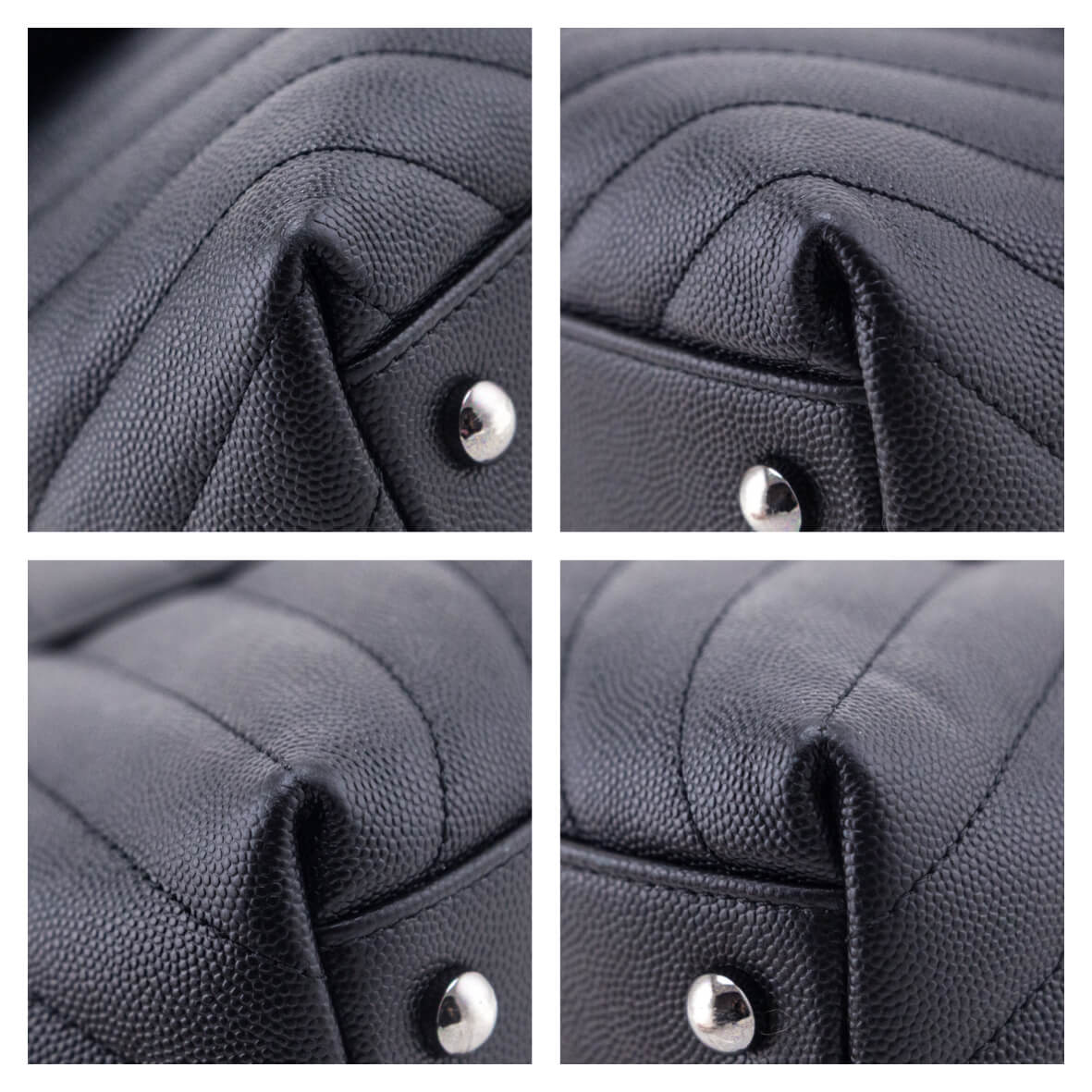 Chanel Black Caviar Chevron Medium Coco Handle Flap Bag