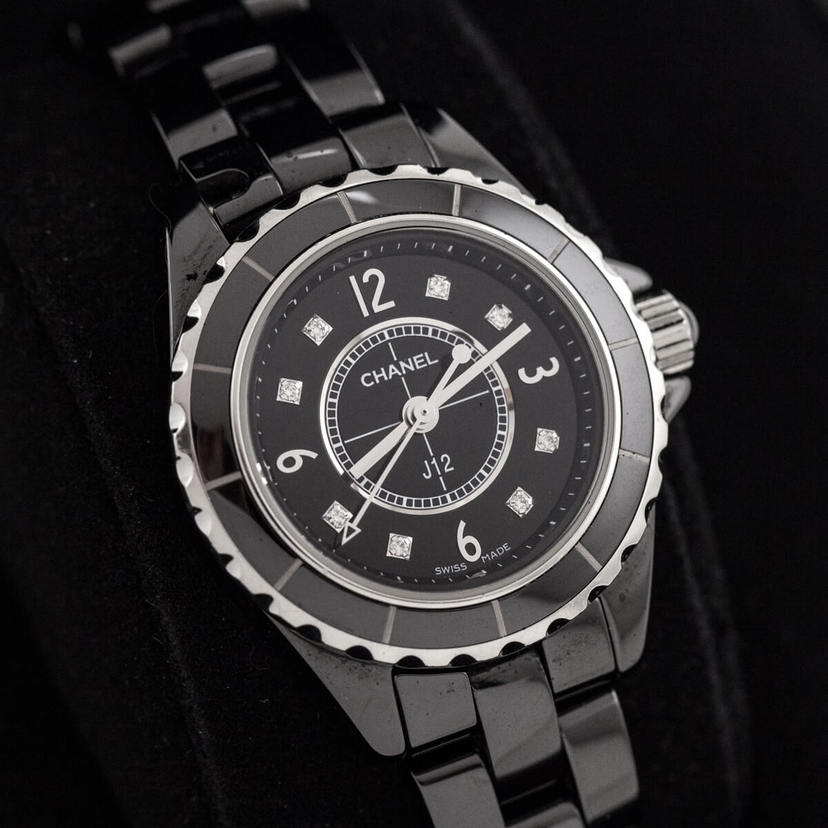 Chanel Black Ceramic & Diamonds J12 29mm Watch - Love that Bag etc - Preowned Authentic Designer Handbags & Preloved Fashions