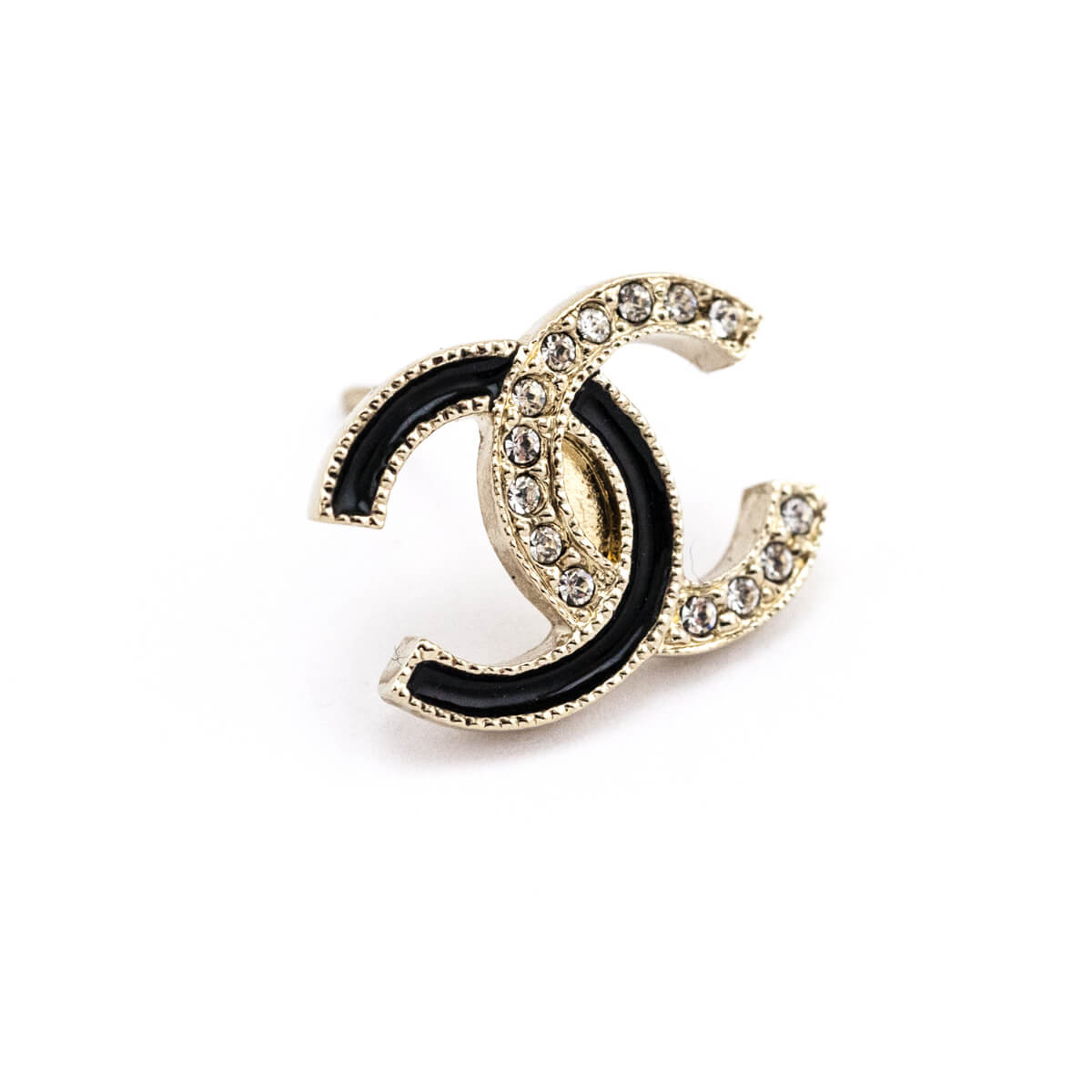 Chanel Black Enamel & Crystal CC Stud Earrings - Love that Bag etc - Preowned Authentic Designer Handbags & Preloved Fashions