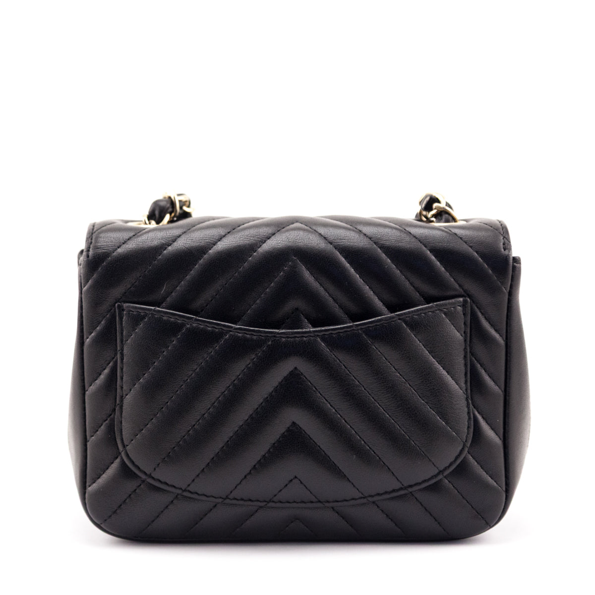 Chanel Black Lambskin Chevron Quilted Mini Square Flap - Love that Bag etc - Preowned Authentic Designer Handbags & Preloved Fashions