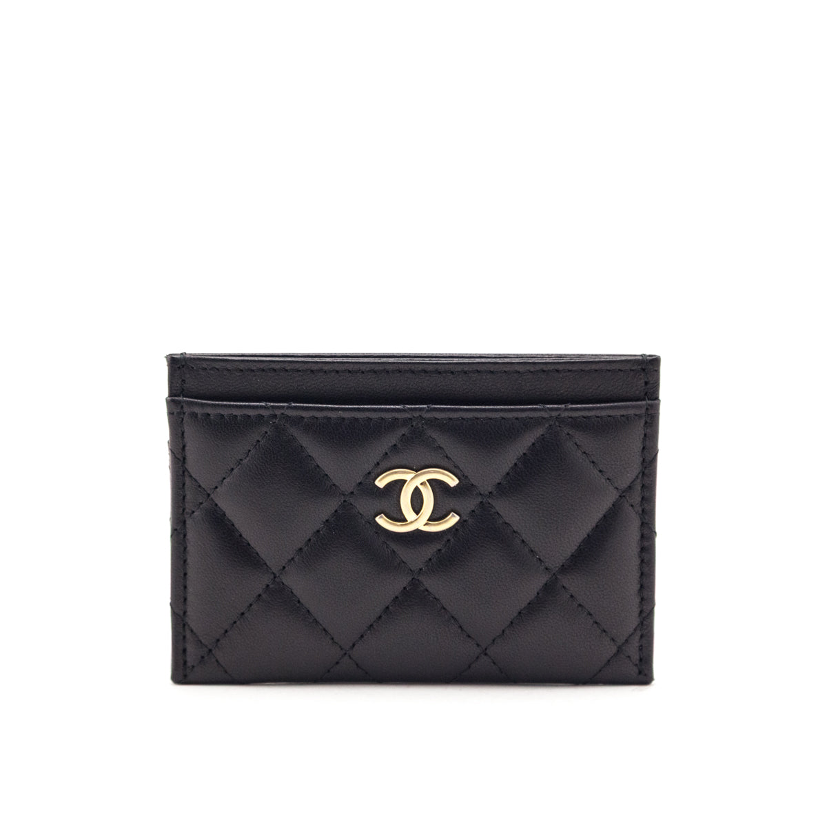 Chanel Black Lambskin Quilted Card Holder