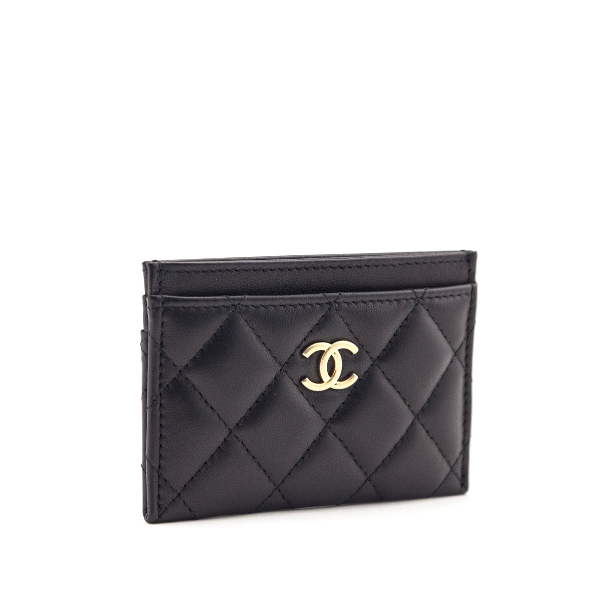 Chanel Black Lambskin Quilted Card Holder