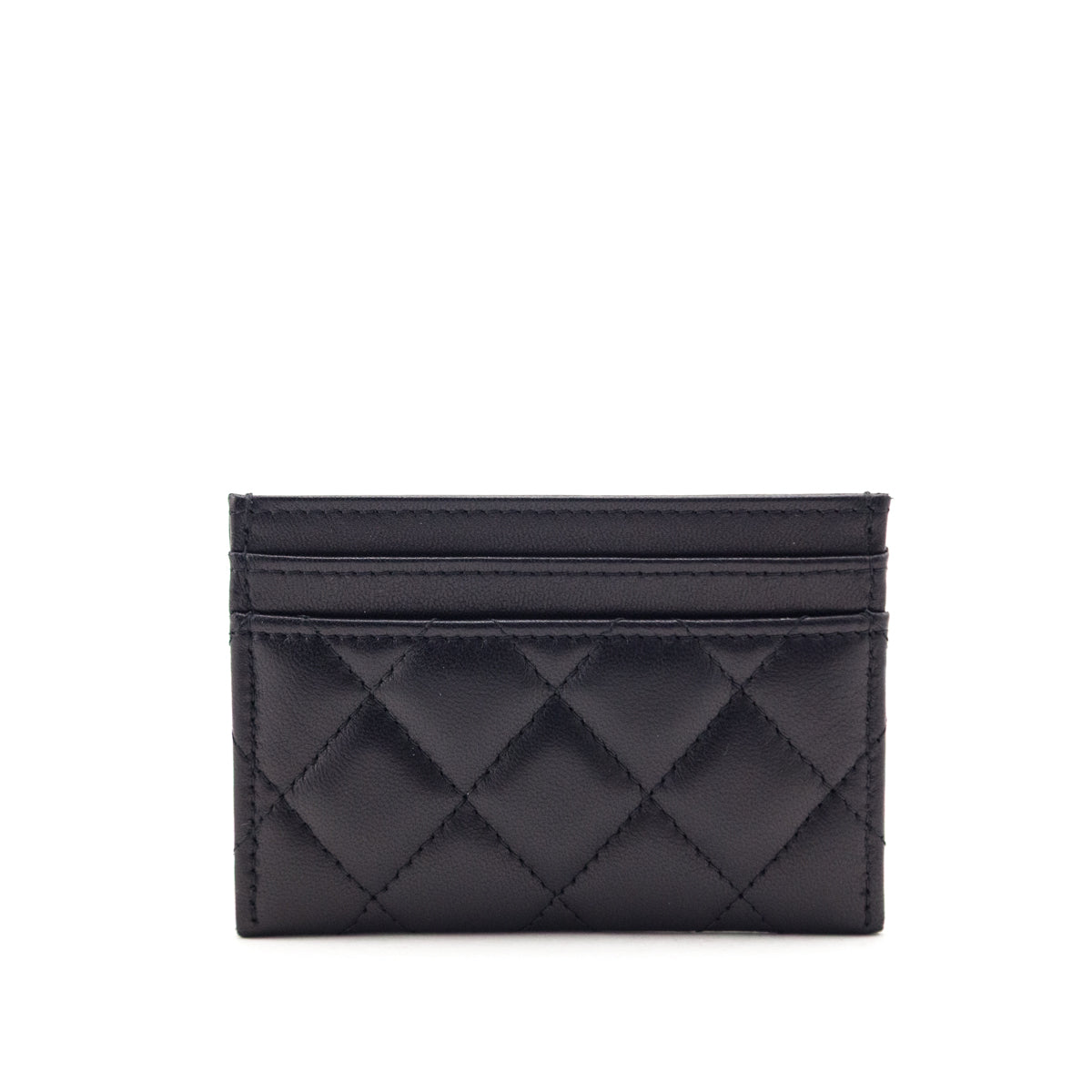 Chanel Black Lambskin Quilted Card Holder