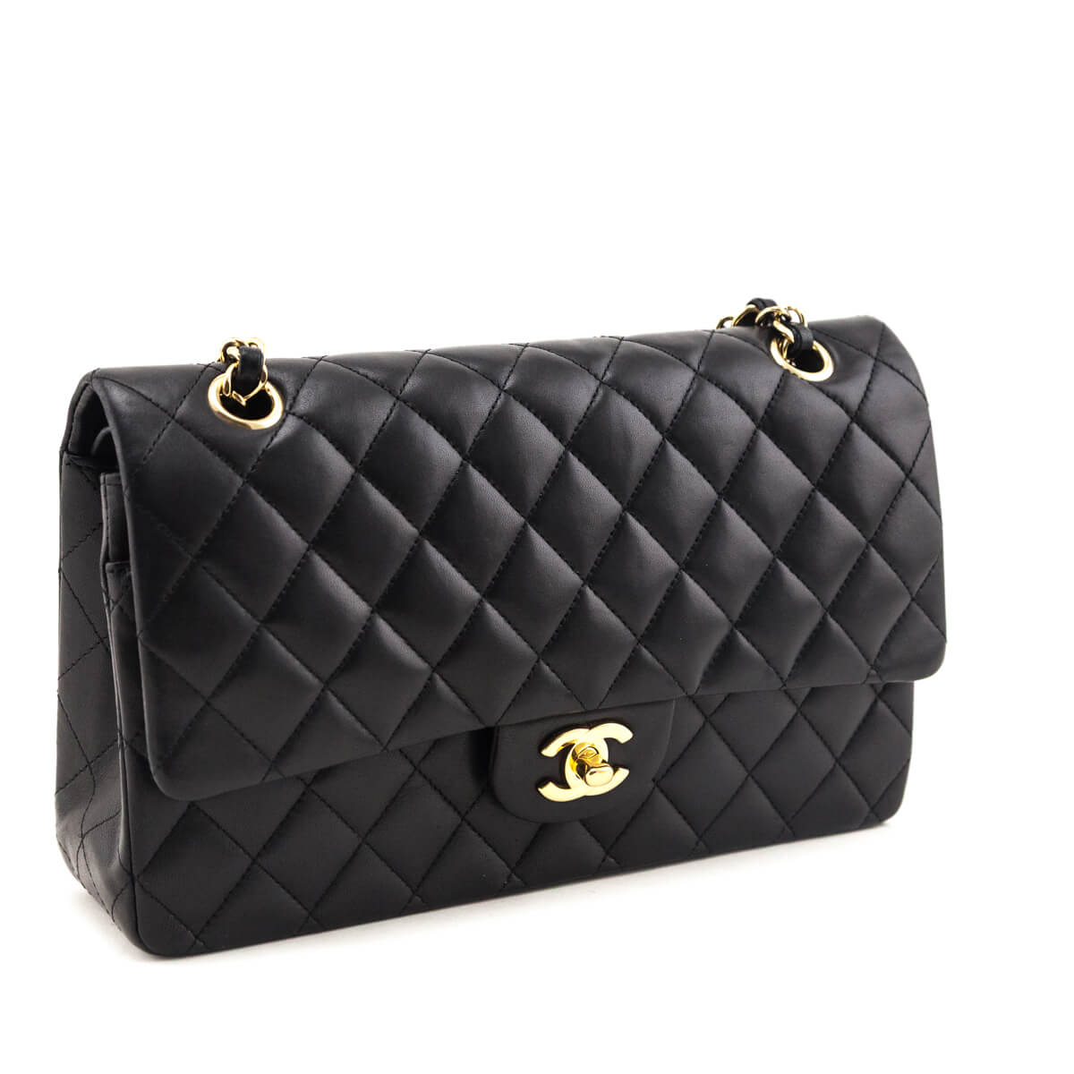Chanel Black Lambskin Quilted Classic Medium Double Flap