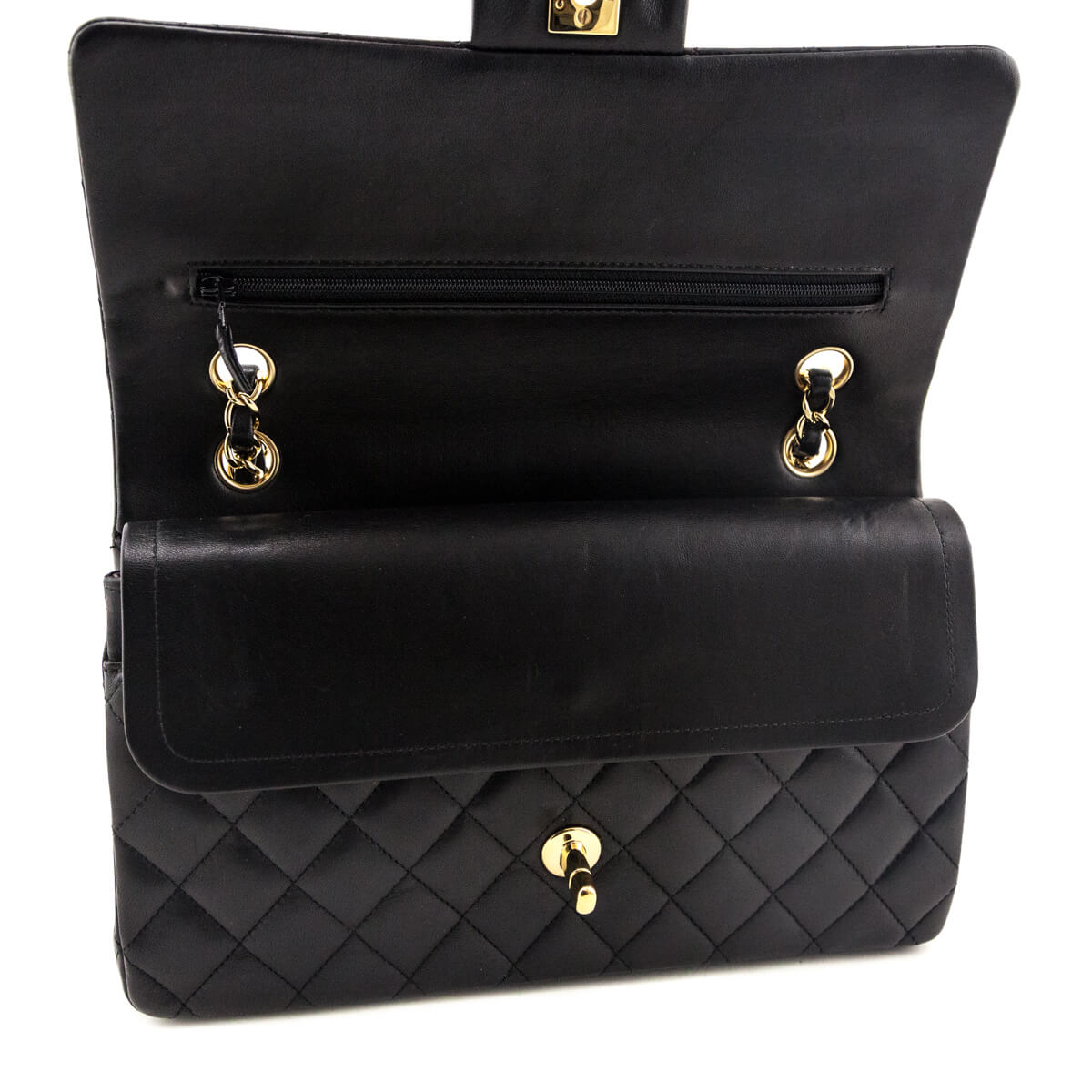 Chanel Black Lambskin Quilted Classic Medium Double Flap