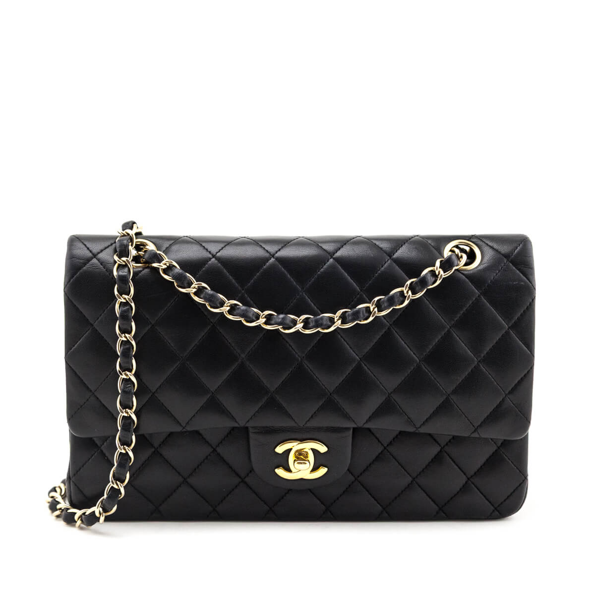 Chanel Black Lambskin Quilted Medium Double Flap Bag - Love that Bag etc - Preowned Authentic Designer Handbags & Preloved Fashions