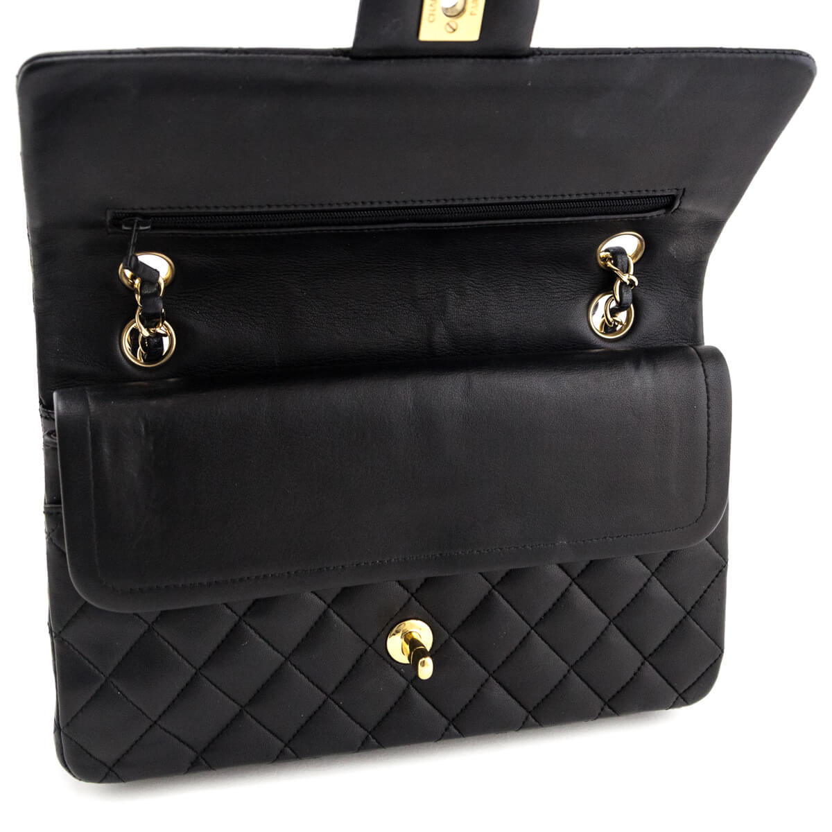 Chanel Black Lambskin Quilted Medium Double Flap Bag - Love that Bag etc - Preowned Authentic Designer Handbags & Preloved Fashions