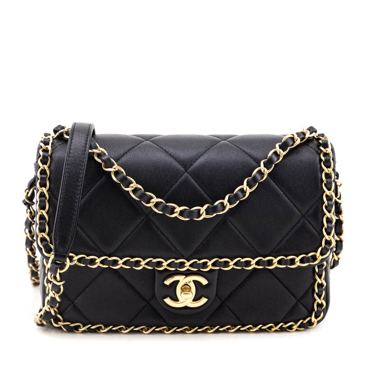 Chanel Black Lambskin Quilted Small Chain Around Flap Bag - Love that Bag etc - Preowned Authentic Designer Handbags & Preloved Fashions