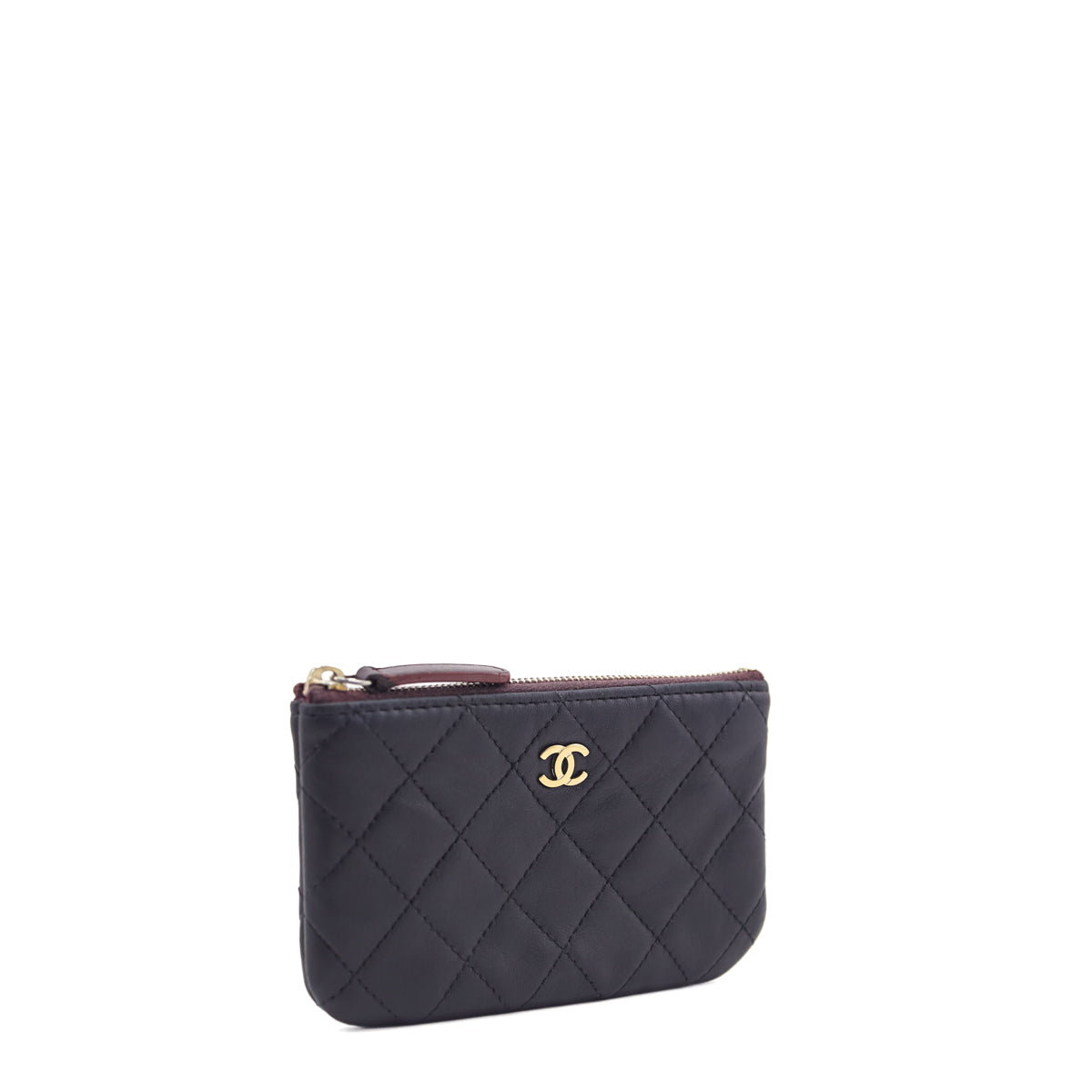 Chanel Black Lambskin Quilted Small Cosmetic Case
