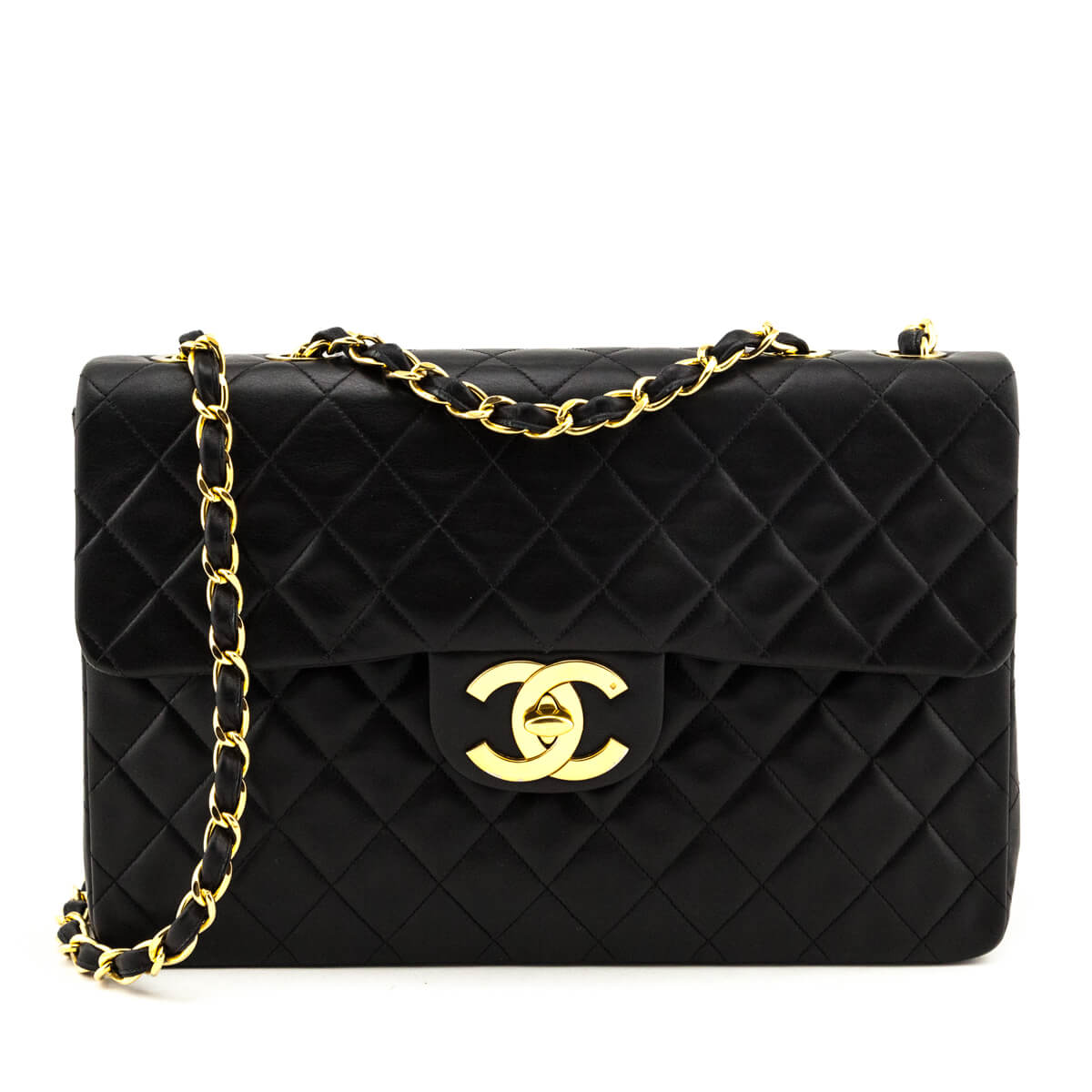 Chanel Black Quilted Lambskin Vintage Jumbo XL Single Flap Bag - Love that Bag etc - Preowned Authentic Designer Handbags & Preloved Fashions