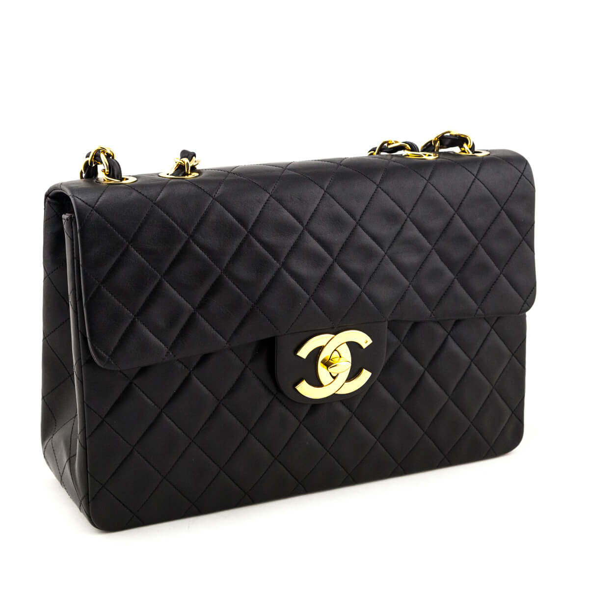 Chanel Black Quilted Lambskin Vintage Jumbo XL Single Flap Bag - Love that Bag etc - Preowned Authentic Designer Handbags & Preloved Fashions