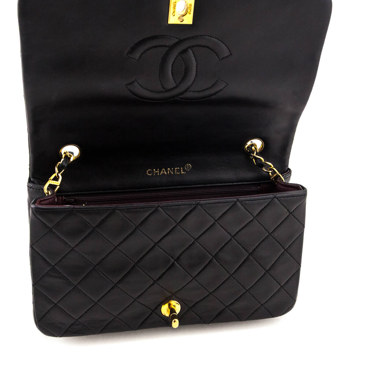 Chanel Black Lambskin Quilted Vintage Small Full Flap Crossbody Bag - Love that Bag etc - Preowned Authentic Designer Handbags & Preloved Fashions