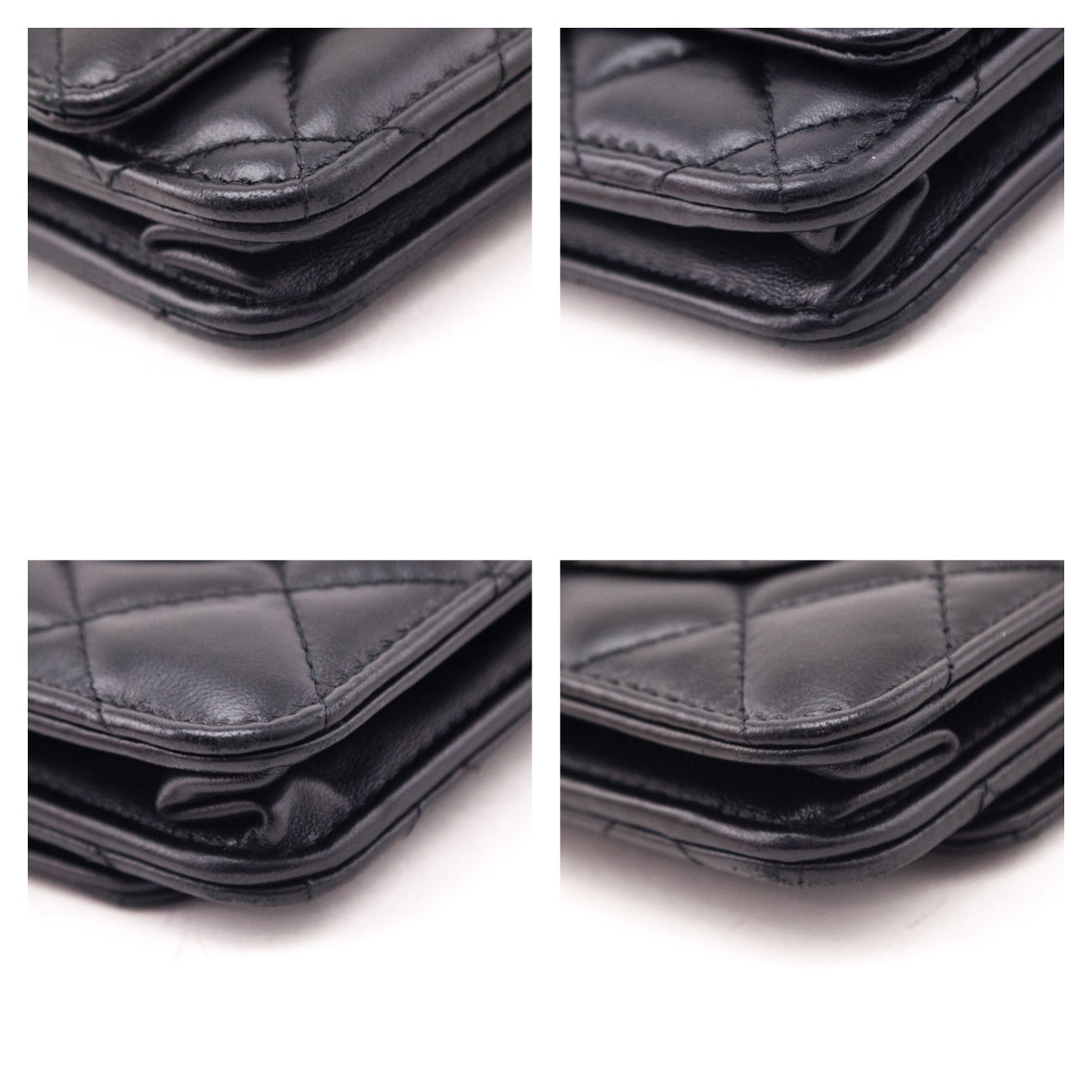 Chanel Black Lambskin Resin Quilted Wallet On Chain WOC