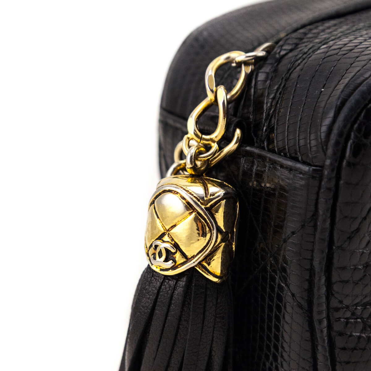Chanel Black Lizard CC Camera Bag