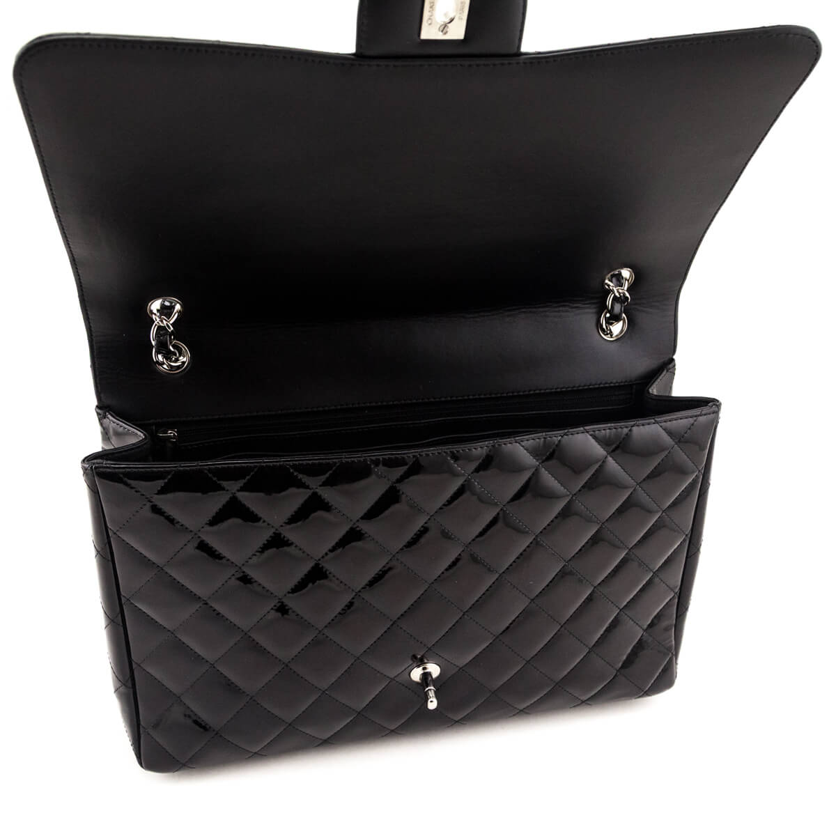Chanel Black Patent Quilted Jumbo Single Flap - Love that Bag etc - Preowned Authentic Designer Handbags & Preloved Fashions