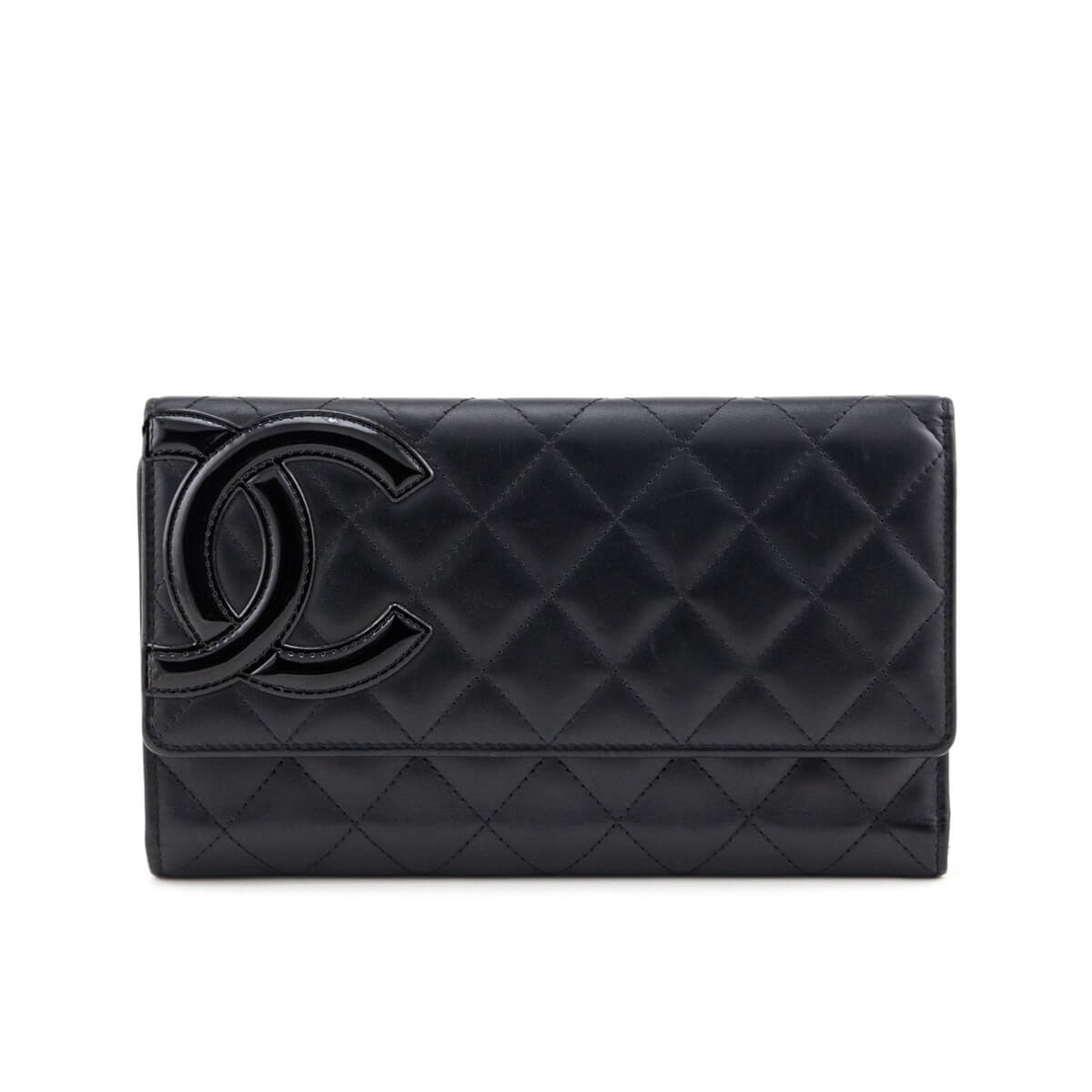 Chanel Black Quilted Calfskin Cambon Tri-Fold Wallet - Love that Bag etc - Preowned Authentic Designer Handbags & Preloved Fashions