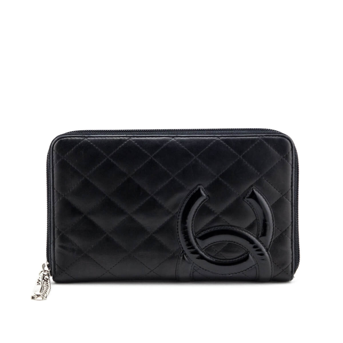 Chanel Black Quilted Calfskin Cambon Zip Around Organizer Wallet
