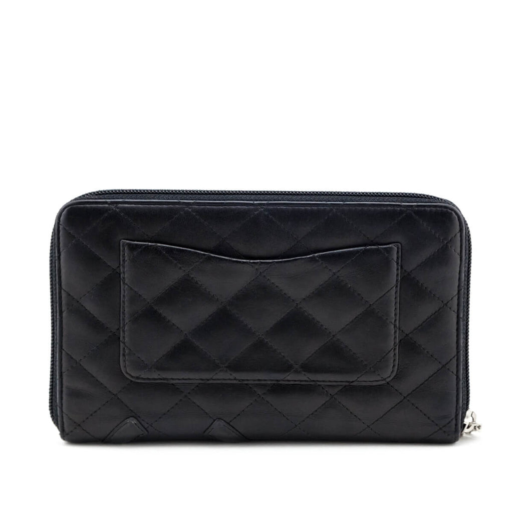 CHANEL Calfskin Cambon Zip Around Organizer Wallet Black 1274346