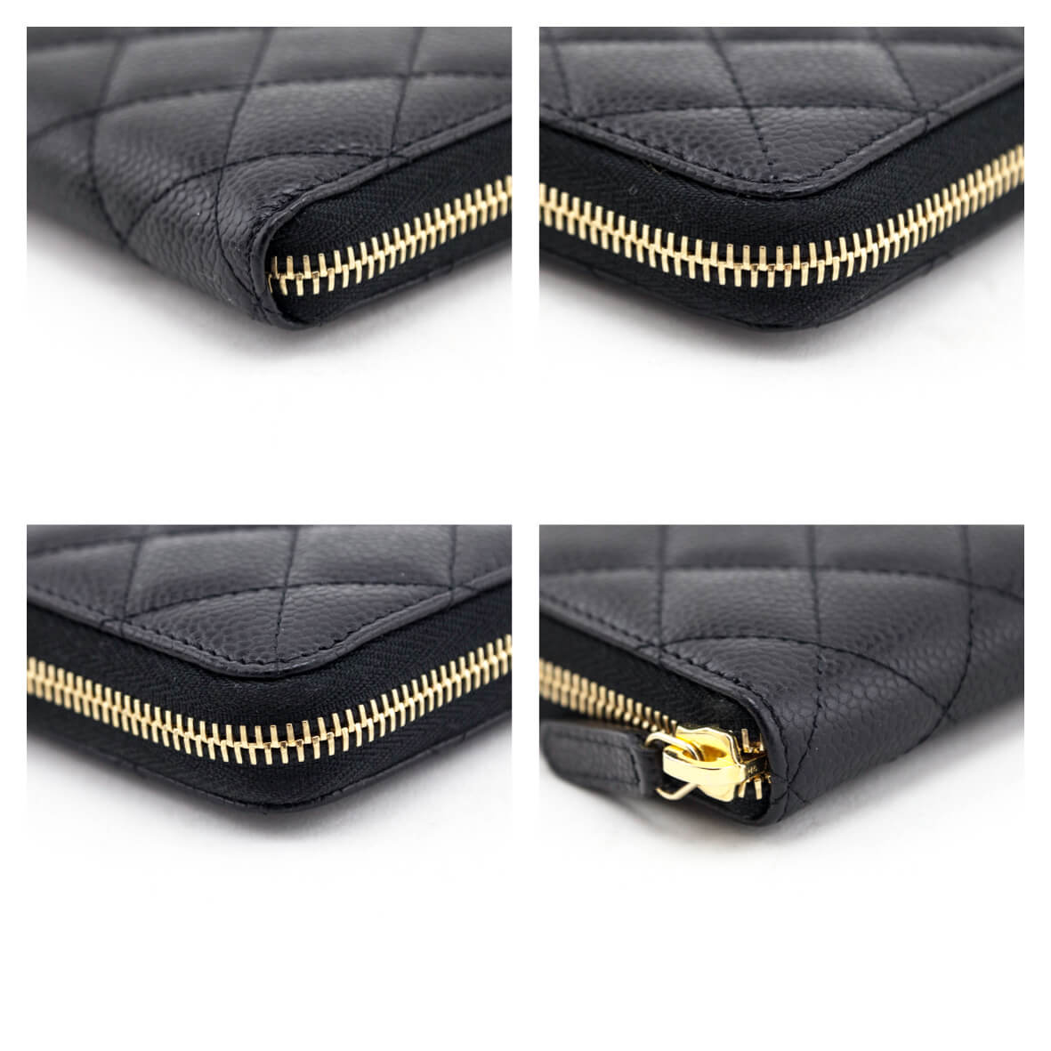 Chanel Matelasse Long Zipped Wallet Black AP3337 Caviar Leather