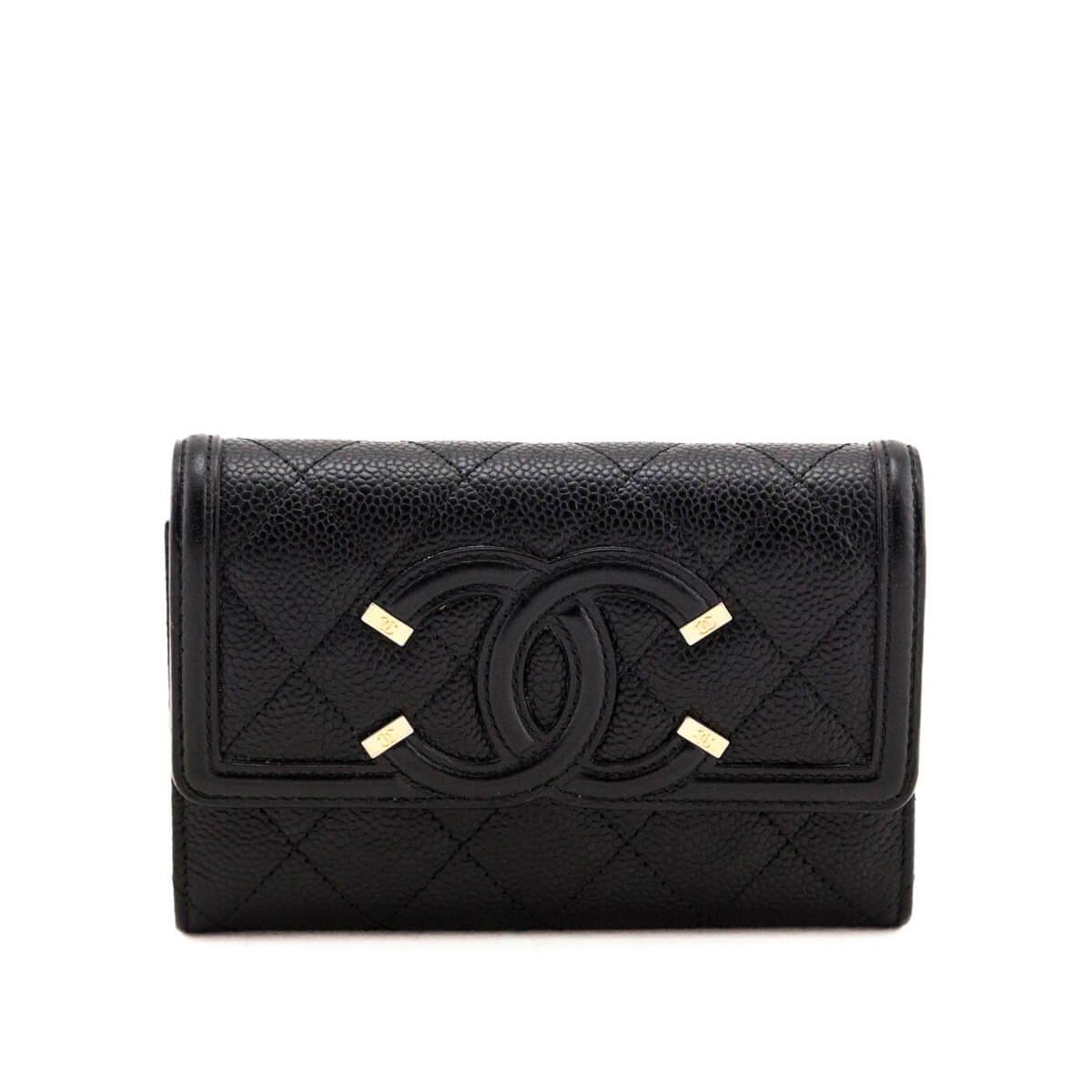 Chanel Black Quilted Caviar Filigree Flap Wallet - Love that Bag etc - Preowned Authentic Designer Handbags & Preloved Fashions