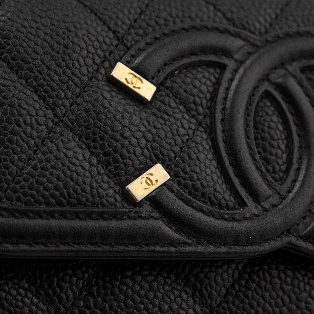 Chanel Black Quilted Caviar Filigree Flap Wallet - Love that Bag etc - Preowned Authentic Designer Handbags & Preloved Fashions