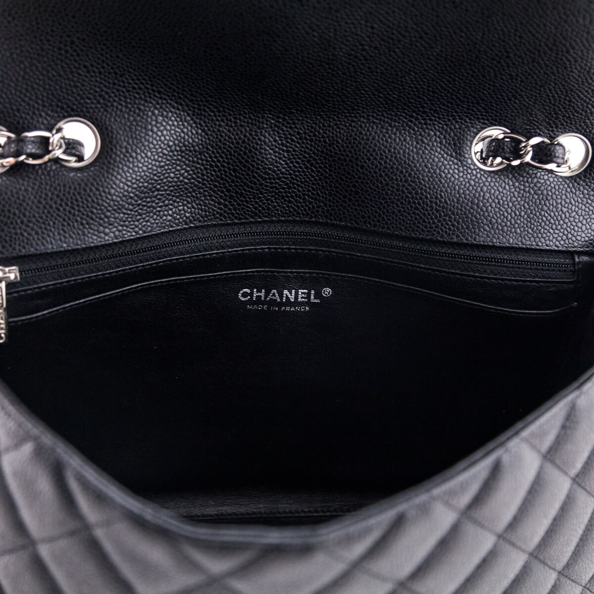 Chanel Black Quilted Caviar Jumbo Classic Single Flap Bag