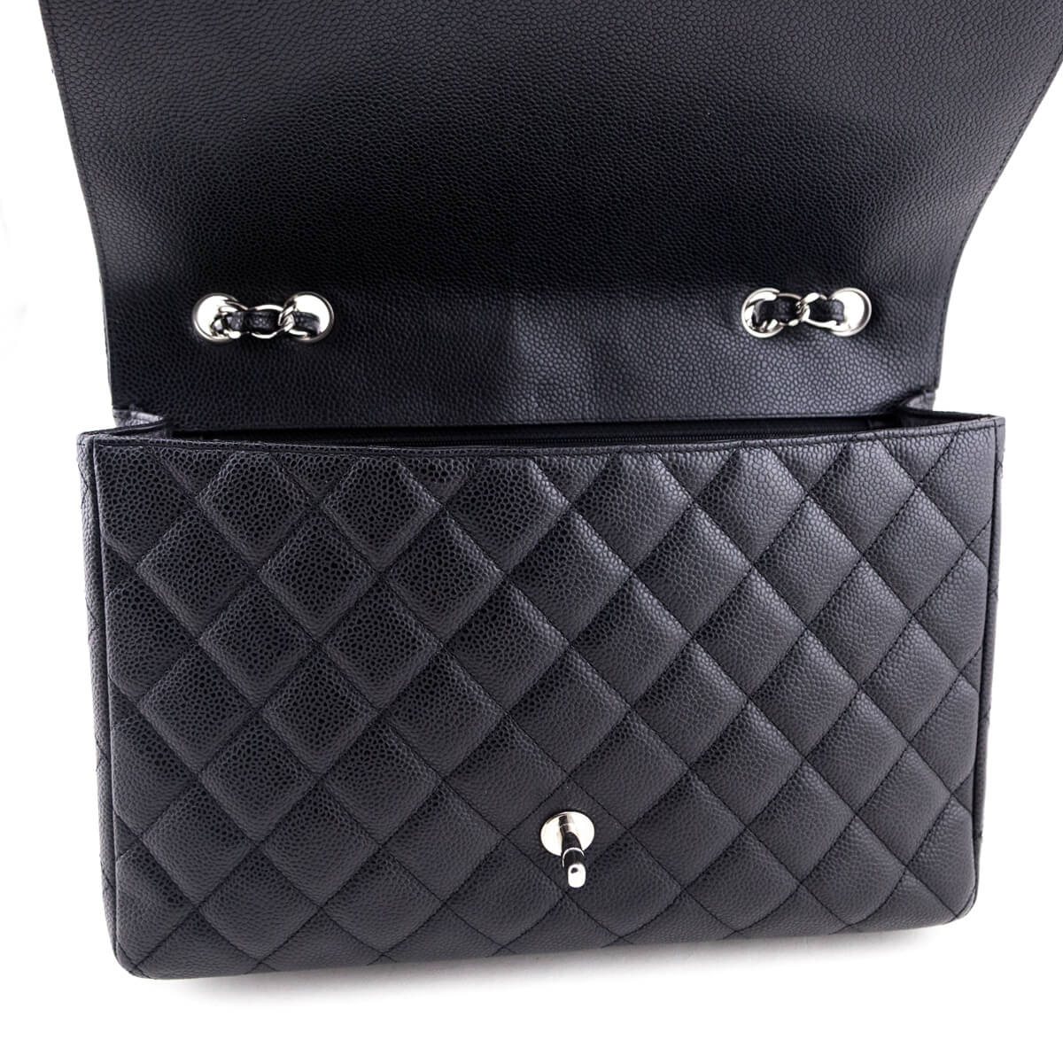 Chanel Black Quilted Caviar Jumbo Classic Single Flap Bag