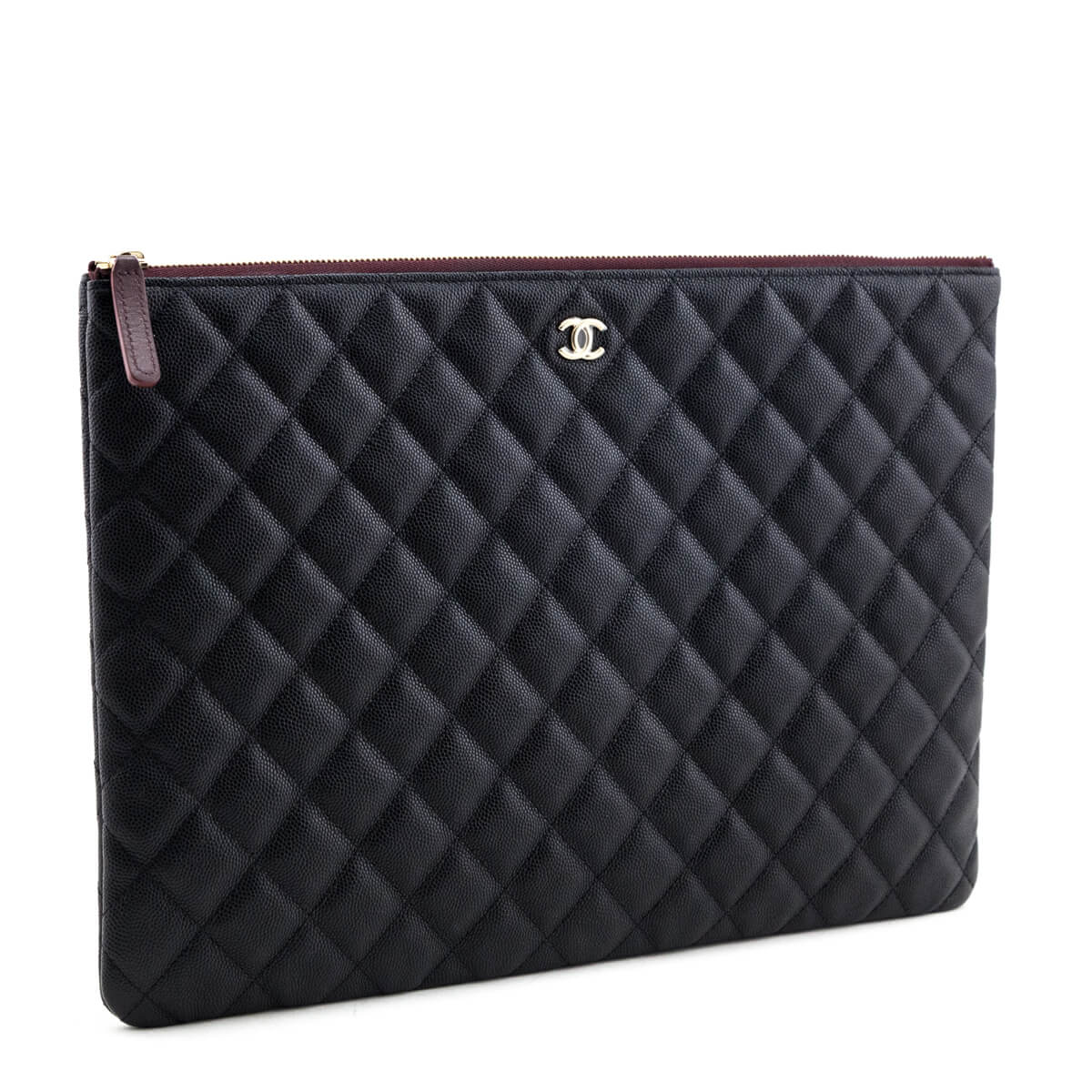 Chanel Black Quilted Caviar Large Classic Pouch - Love that Bag etc - Preowned Authentic Designer Handbags & Preloved Fashions