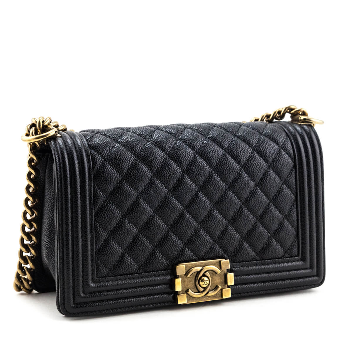 Chanel Black Quilted Caviar Medium Boy Flap Bag - Love that Bag etc - Preowned Authentic Designer Handbags & Preloved Fashions